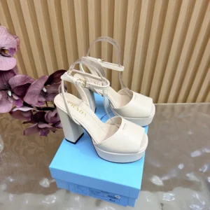 Prada Women Nappa Leather Platform Sandals-White 1XP48B