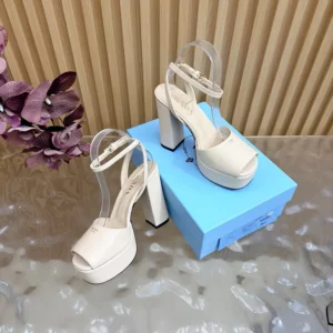 Prada Women Nappa Leather Platform Sandals-White 1XP48B