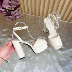 Prada Women Nappa Leather Platform Sandals-White 1XP48B