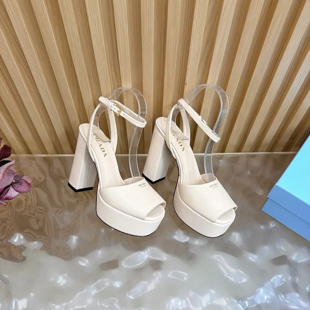 Prada Women Nappa Leather Platform Sandals-White 1XP48B