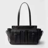 Prada Women Route Large Leather Tote Bag-Black 1BG644