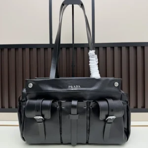 Prada Women Route Large Leather Tote Bag-Black 1BG644