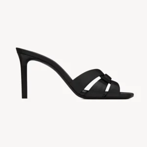Saint Laurent YSL Women Tribute Mules in Smooth Leather-Black 650986DW