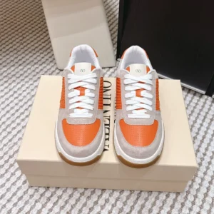 Valentino Unisex Sparry Trainer in Split Leather and Nappa-Brown 8Y2S0M78ZZM