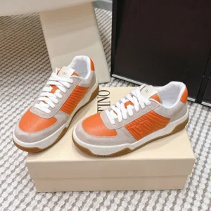 Valentino Unisex Sparry Trainer in Split Leather and Nappa-Brown 8Y2S0M78ZZM