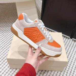 Valentino Unisex Sparry Trainer in Split Leather and Nappa-Brown 8Y2S0M78ZZM