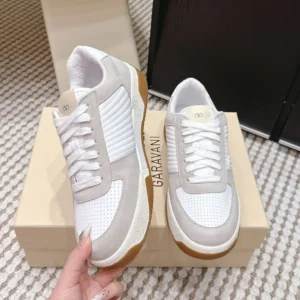 Valentino Unisex Sparry Trainer in Split Leather and Nappa-White 8Y2S0M78ZZM