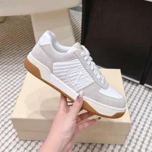 Valentino Unisex Sparry Trainer in Split Leather and Nappa-White 8Y2S0M78ZZM