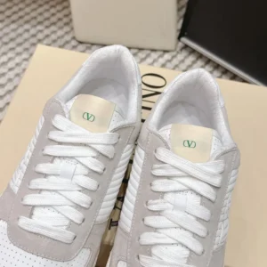 Valentino Unisex Sparry Trainer in Split Leather and Nappa-White 8Y2S0M78ZZM