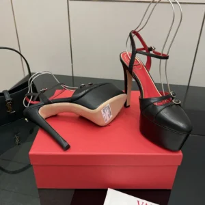 Valentino Women Crasher Platform Pumps in Kidskin 145MM-Black