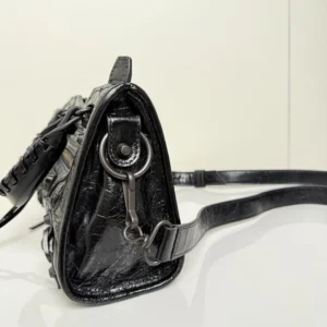 Balenciaga Women Le City Bag Mini in Black Arena Lambskin Brass Hardware