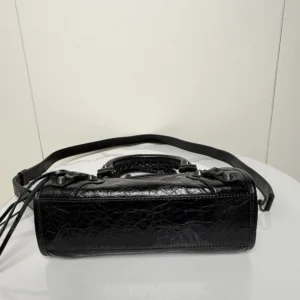 Balenciaga Women Le City Bag Mini in Black Arena Lambskin Brass Hardware