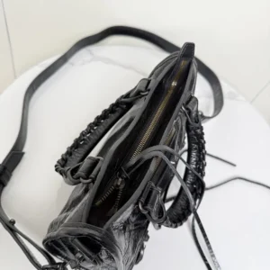 Balenciaga Women Le City Bag Mini in Black Arena Lambskin Brass Hardware