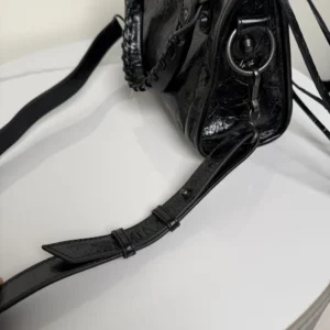Balenciaga Women Le City Bag Mini in Black Arena Lambskin Brass Hardware