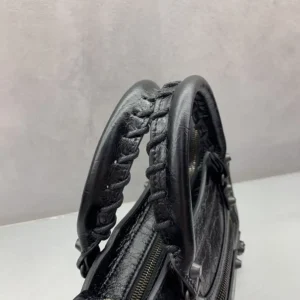 Balenciaga Women Le City Bag Nano in Black Arena Lambskin Brass Hardware