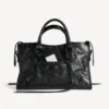 Balenciaga Women Le City Bag Small in Black Arena Lambskin Brass Hardware