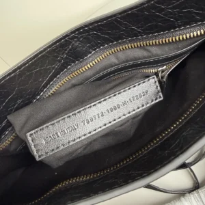 Balenciaga Women Le City Bag Small in Black Arena Lambskin Brass Hardware