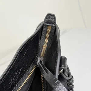 Balenciaga Women Le City Bag Small in Black Arena Lambskin Brass Hardware