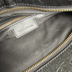 Balenciaga Women Le City Bag Small in Black Arena Lambskin Brass Hardware