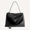 Balenciaga Women Rodeo Handbag Large In Black Smooth Calfskin Aged-Silver Hardware
