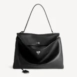 Balenciaga Women Rodeo Handbag Large In Black Smooth Calfskin Aged-Silver Hardware