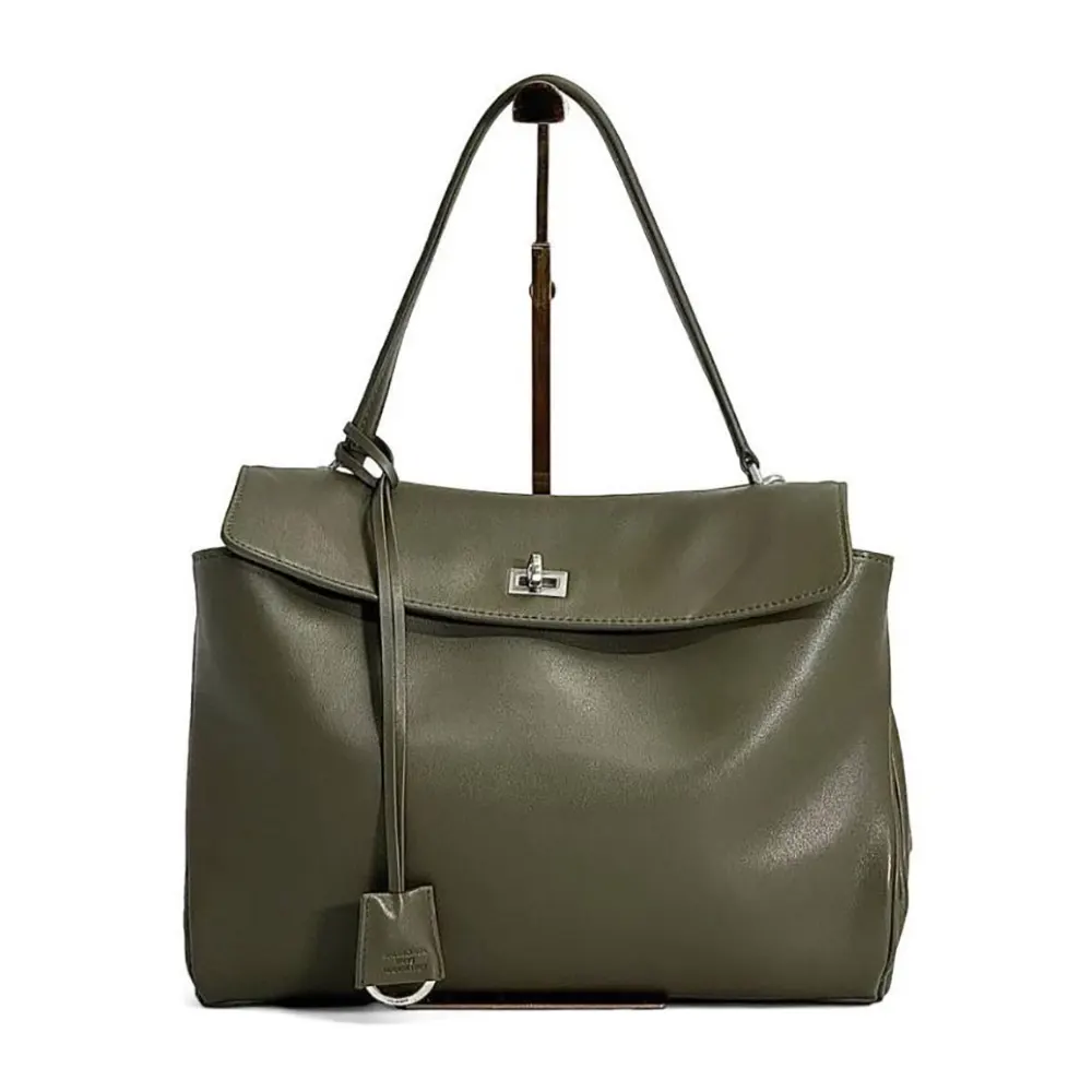 Balenciaga Women Rodeo Handbag Large In Black Smooth Calfskin, Aged-Silver Hardware