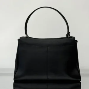 Balenciaga Women Rodeo Handbag Large In Black Smooth Calfskin Aged-Silver Hardware
