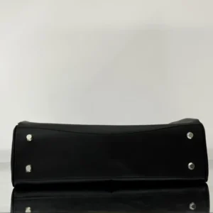 Balenciaga Women Rodeo Handbag Large In Black Smooth Calfskin Aged-Silver Hardware