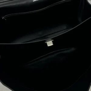 Balenciaga Women Rodeo Handbag Large In Black Smooth Calfskin Aged-Silver Hardware