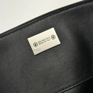 Balenciaga Women Rodeo Handbag Large In Black Smooth Calfskin Aged-Silver Hardware