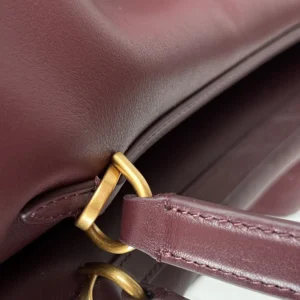 Balenciaga Women Rodeo Handbag Large In Dark Burgundy Smooth Calfskin Aged-Gold Hardware