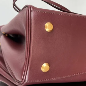 Balenciaga Women Rodeo Handbag Large In Dark Burgundy Smooth Calfskin Aged-Gold Hardware
