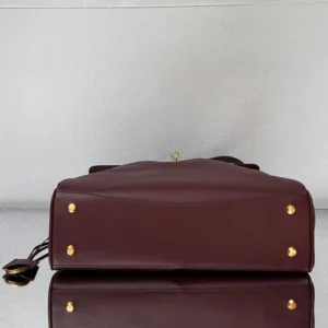 Balenciaga Women Rodeo Handbag Large In Dark Burgundy Smooth Calfskin Aged-Gold Hardware