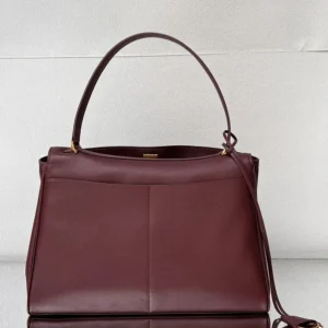 Balenciaga Women Rodeo Handbag Large In Dark Burgundy Smooth Calfskin Aged-Gold Hardware