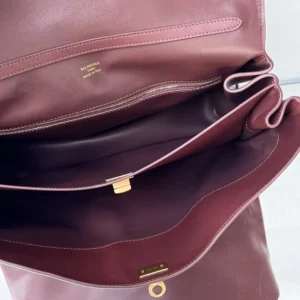 Balenciaga Women Rodeo Handbag Large In Dark Burgundy Smooth Calfskin Aged-Gold Hardware