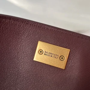 Balenciaga Women Rodeo Handbag Large In Dark Burgundy Smooth Calfskin Aged-Gold Hardware