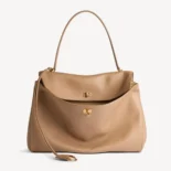 Balenciaga Women Rodeo Handbag Large In latte Smooth Calfskin Aged-gold Hardware