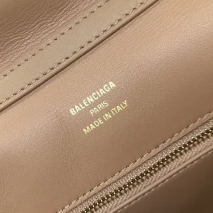 Balenciaga Women Rodeo Handbag Large In latte Smooth Calfskin Aged-gold Hardware