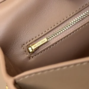 Balenciaga Women Rodeo Handbag Large In latte Smooth Calfskin Aged-gold Hardware