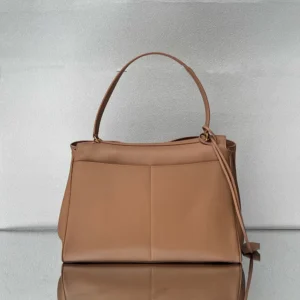 Balenciaga Women Rodeo Handbag Large In latte Smooth Calfskin Aged-gold Hardware