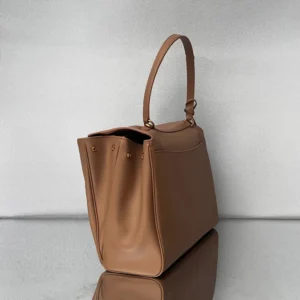 Balenciaga Women Rodeo Handbag Large In latte Smooth Calfskin Aged-gold Hardware