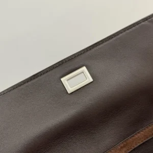 Balenciaga Women Rodeo Handbag Large in Light Espresso Waxed Suede Calfskin and Smooth Calfskin