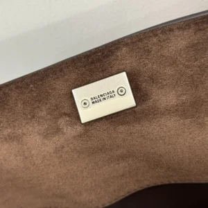 Balenciaga Women Rodeo Handbag Large in Light Espresso Waxed Suede Calfskin and Smooth Calfskin