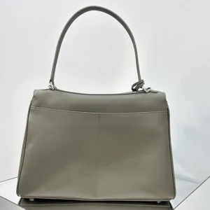 Balenciaga Women Rodeo Handbag Medium In Khaki Smooth Calfskin, Aged-Silver Hardware