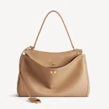 Balenciaga Women Rodeo Handbag Medium In latte Smooth Calfskin Aged-gold Hardware