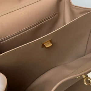 Balenciaga Women Rodeo Handbag Medium In latte Smooth Calfskin Aged-gold Hardware
