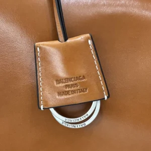 Balenciaga Women Rodeo Handbag Medium in Tan Cowboy Vegetable Tanned Lambskin Aged-silver Hardware