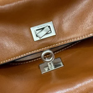 Balenciaga Women Rodeo Handbag Medium in Tan Cowboy Vegetable Tanned Lambskin Aged-silver Hardware