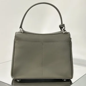 Balenciaga Women Rodeo Handbag Mini In Khaki Smooth Calfskin Aged-Silver Hardware