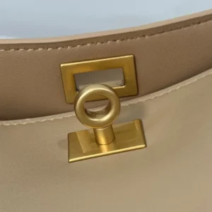 Balenciaga Women Rodeo Handbag Mini In latte Smooth Calfskin Aged-gold Hardware